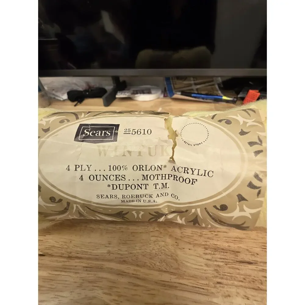 Vintage Sears Wintuk Yellow Orlon Acrylic Yarn 4-Ply 4oz